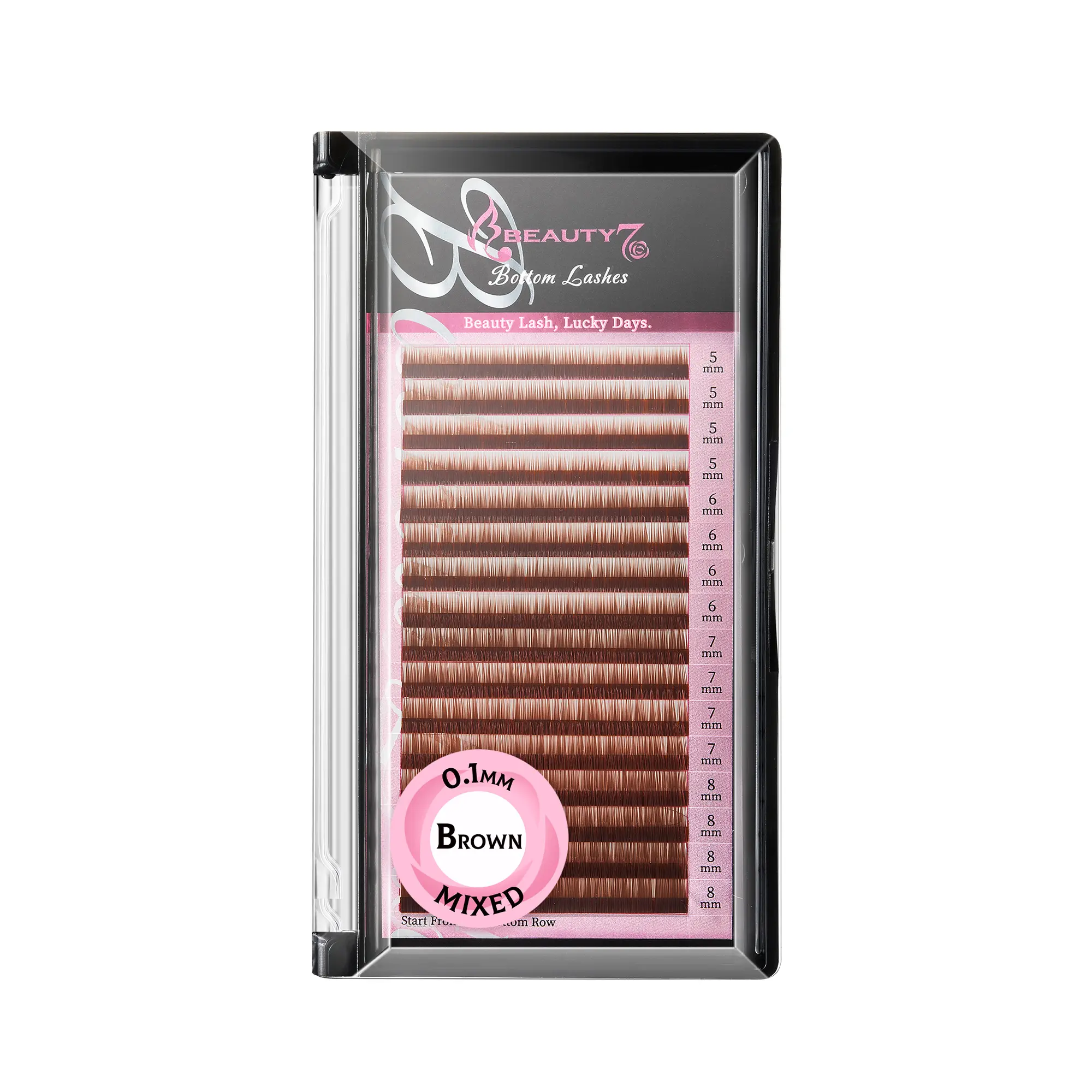Beauty7 Brown Eyebrow Extensions, Matte Synthetic Mink for Natural Full Volume, Individual Extensions Tray with Mixed Lengths 5-8mm and 0.1mm Thickness, Lash Extensions