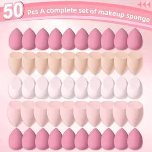 50-Piece Face Makeup Tool Set, 50pcs Large Makeup Sponges, Soft Makeup Puffs, Beginner's Face Makeup Tools