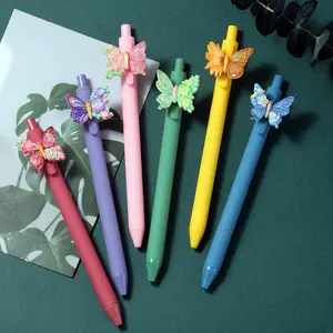 6Counts Multi Color Butterfly Ballpoint Pen, Black Ink Medium Point 1mm, Cute Diary Pen, Gifts and Office Supplies, Cute Retractable Pen, Unique Pens, Ballpoint Pen Set
