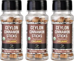 Soeos Ceylon Cinnamon Sticks 1 oz (28g) Pack of 3, Organic Cinnamon Sticks, Real Cinnamon farmed in Sri Lanka, Non-GMO, Cinnamon for Coffee, Baking, Cooking and Beverages