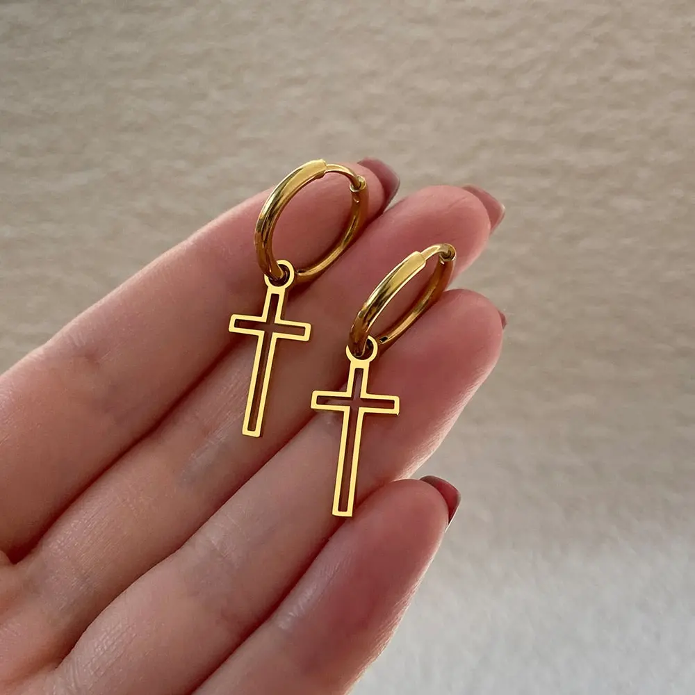 Stainless Steel Cross Earrings