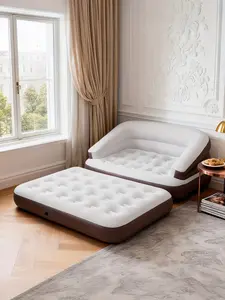 5-in-1 Multi-Function Inflatable Sofa Bed, Twin-Size Air Mattress with Integrated Headboard, Cushioned-Seat High-Back Inflatable Lounge Bed, Collapsible Indoor/Outdoor Air Couch – Perfect for Napping, Camping, Road Trips, Lawns, and Back-to-School