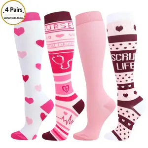 Compression Socks for Women & Men, 4 Pairs Breathable Low Cut Support Socks for Circulation, Running, Travel, Nurses, Workout & Long Standing