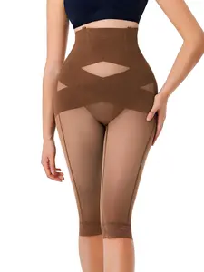 Women's Lace Mesh Seven-Quarter Yoga Pants, High Waist Crossed Fabric, Adjustable Detachable Straps, Breathable and Stretchy