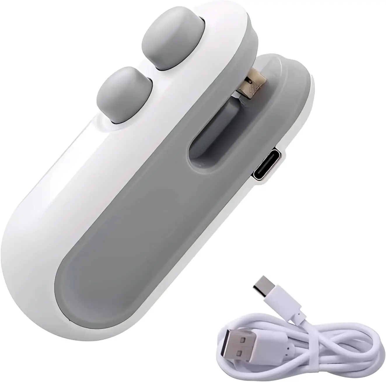 Mini Bag Sealer, 2026 Upgrade 2 in 1 Magnetic Food Sealer, Small 2 in 1 Rechargeable Magnetic Snack Sealer Household Mini, Heat Sealer with Cutter USB Rechargeable for Kitchen (White)