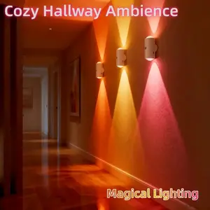 Rechargeable Remote Control Color Changing LED Wall Light, 16 RGB Modes, 1200mah Battery, Adjustable Brightness, Magnetic Base, Stairs, Hallway, Bedroom, Kitchen, Bar, Indoor Lighting