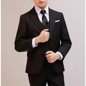 Jacket+Vest+Pants+Tie-4pcs Set Formal Dress Piano Performance Graduation Ceremony Suit Wedding Attire