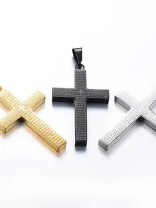 1 piece Stainless Steel Classic Pray Cross Pendant for Men Women Black Silvery Golden Color Jewelry Gift