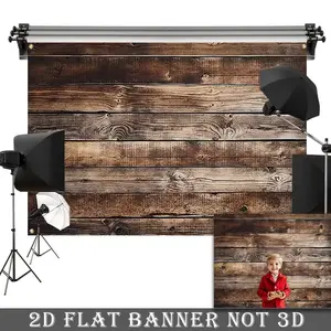 2D Flat Banner, 1pc Photography Backdrop - Rustic Vintage Wood Plank Wall Panel with Natural Wood Grain & Distressed Finish, Polyester Photography Background for Weddings, Home Decor, Studio Props, Photo Booth Decorations, Party Decoration Supplies
