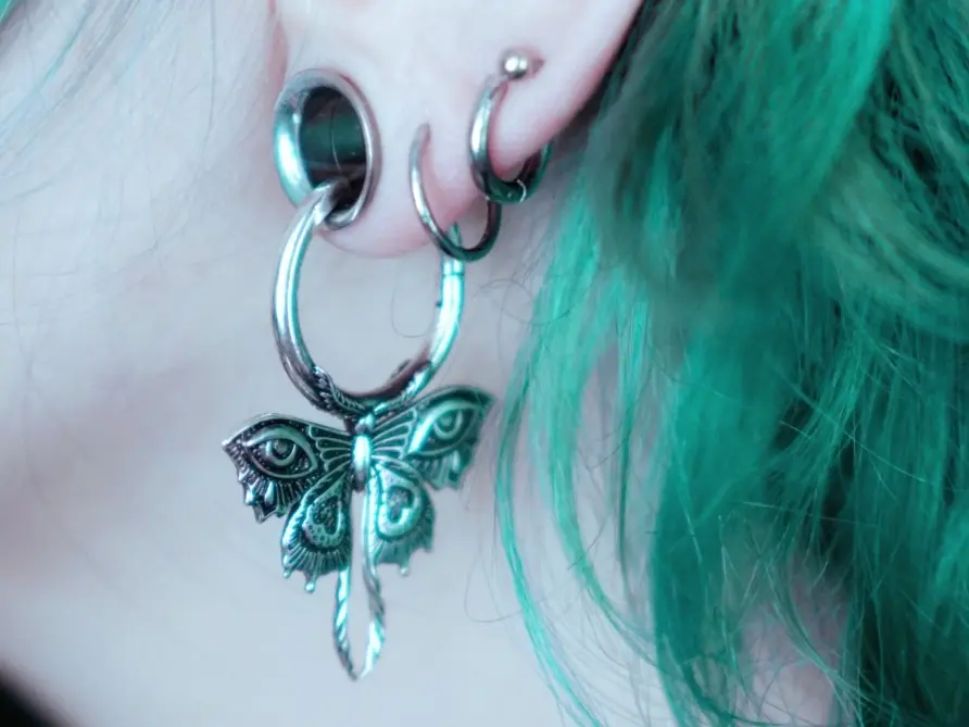 925 Sterling Silver Post ENCHANTED MOTH EARRINGS, Moth Earrings for Women, Gothic Statement Earrings, Alternative Jewelry, Punk Style Earrings, Dark Feminine Jewelry,