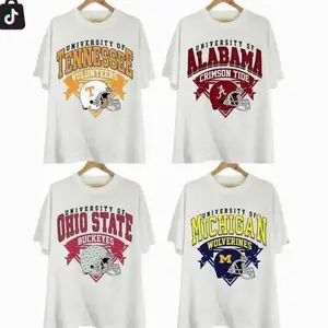 [Sale off 50%] Custom University Vintage All Team Football College T-shirt, College Mascot Football Fans T-shirt, University Of College Football White T-shirt UJO