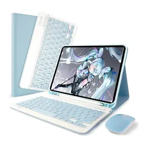 Case for iPad 10th Generation 10.9" 2022, Magnetically Detachable Wireless Keyboard with Mouse Pencil Holder for New iPad 10th Gen 2022 Tech Gadgets Tablet Casing Flip Cover Portable