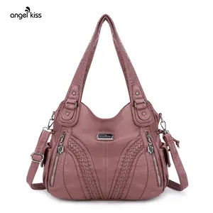 Purses and Handbags Women Fashion Tote Bag Shoulder Bags Top Handle Satchel Purses Washed Synthetic Leather Handbag spacious  bag college  bags for girls viral target bag