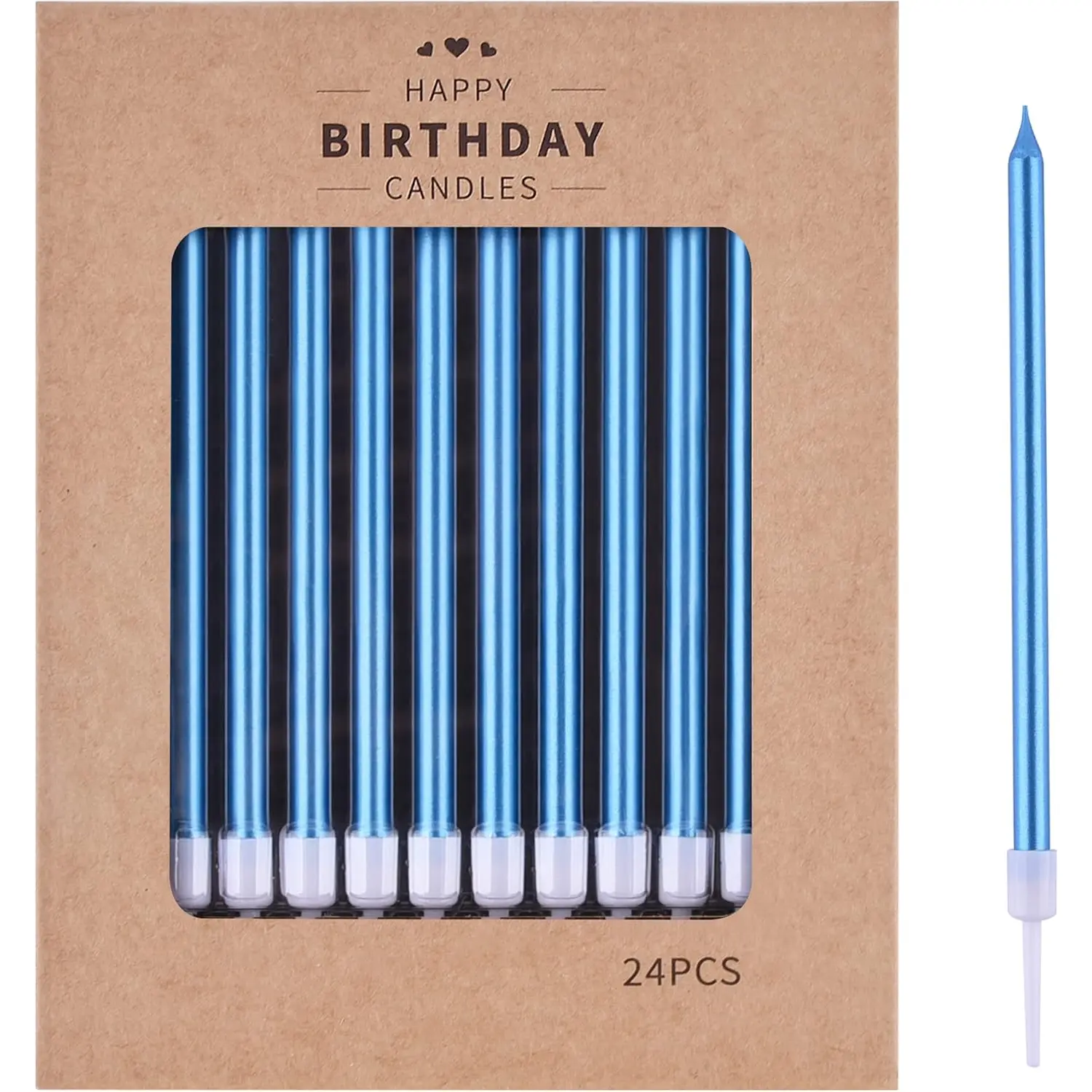 Blue Long Thin Metallic Birthday Candles,  Candles, Birthday Parties, Wedding Decorations, Party Candles