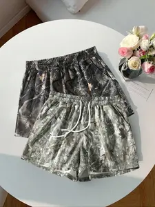 Women's Camo Print Tie Waist Shorts, Casual Comfy Breathable Shorts for Summer, Ladies Bottoms for Daily Wear, Womenswear, Lightweight Printed Shorts, Drawstring Shorts