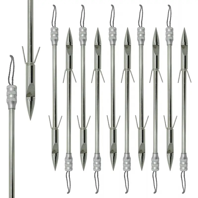 10PCS Stainless Steel Barbed Fishing Arrowheads - 15cm/5.9'' 21g & 7.7g Arrows for Bowfishing, Bows, Crossbow, Hunting Pro Slingshot Catapult Targets Game