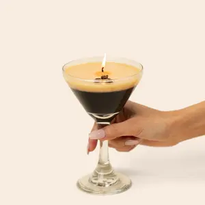 The Original Espresso Martini Candle | Handmade Coffee & Cream Scented | Reusable 9 oz. Martini Glass | Home Decor Gift | Scentini Candles