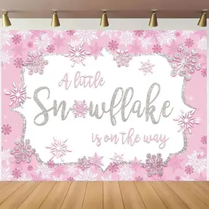 1pc Sparkling Pink 2D Flat Polyester Christmas Snowflake Wall Hanging Backdrop, Party Decoration Supplies for Holiday Photography, Cake Table Decor & Birthday Celebrations,summerwins
