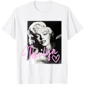 Marilyn Monroe black and white, pink handwriting Short Sleeve T-Shirt
