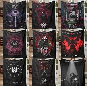 【Deals for you】60*80 Sleep Token Pattern Flannel Blanket, Adult Blanket ,Soft Warm Throw Blanket, Air-conditioned Sofa Bedroom Dorm Couch Office Car Travel Home Blanket, Warm Nap Blanket for Men Women Adults Boys Girls, Birthday Mother's Day Fans Gifts