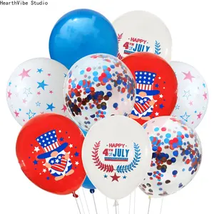 4th of July Patriotic Balloons Set, Red White & Blue Confetti Party Decor, Aesthetic USA Independence Day Balloon Kit, Memorial Day Celebration Supplies, Summer BBQ Photo Props, 10PCS - Summervibes
