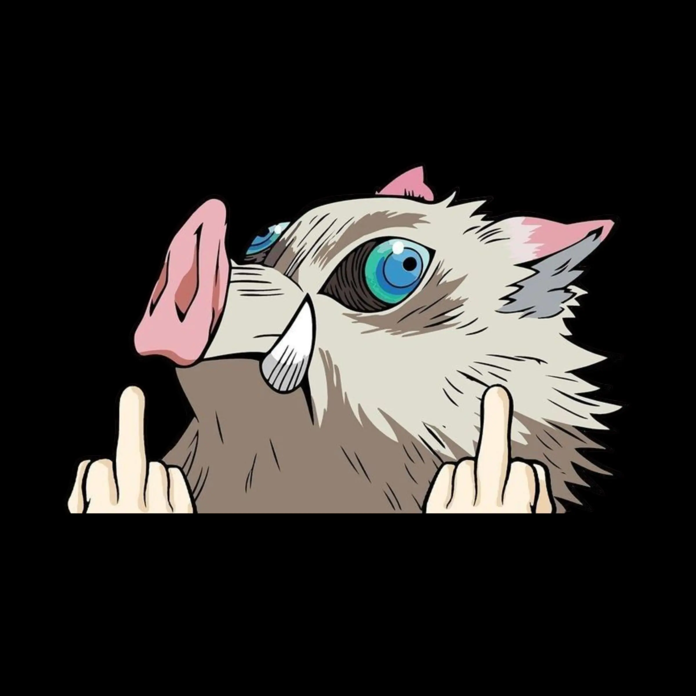Angry Inosuke Middle Finger Vinyl Sticker, Demon Slayer Meme Boar Head Funny Sticker