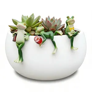 3Pcs Cute and Fun Resin Frog Figurine Flower Pot Decorations - for Flower Pots - Indoor and Outdoor Decor, Garden, Yard Art, Fairy Garden, Aquarium Landscaping, etc. - Creative Gifts for Cute Frog Lovers, Women’s Birthday and Christmas