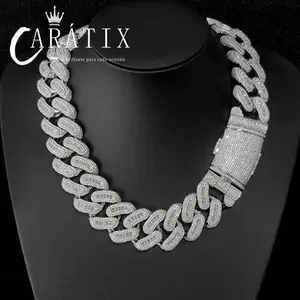 CARÁTIX -  29mm Rectangle Zircon Chain Link Cuban Necklace Men Bling CZ Cuban Chain Valentine's Day Gift for Men & Girls & Boys Mothers' Day Gift #Springtok