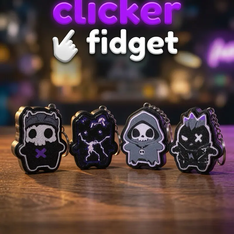 Sprite Clicker Fidget Keychain- Unique Design for Stress Relief and Focus Enhancement