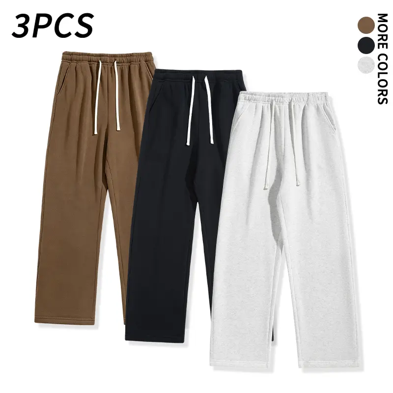 3-pack unisex solid-color drawstring sweatpants, autumn/winter style, comfortable (available in 3-pack and single-piece options). Pants