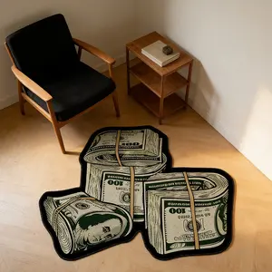 American Vintage Dollar Bill Shape Rug, Vintage Design Rug, Soft Velvet Carpet, Decorative Area Rug, Trendy Bedroom Mat, Home Decor, Living Room, Bathroom, Kitchen, Dining Room, Decorative Rugs