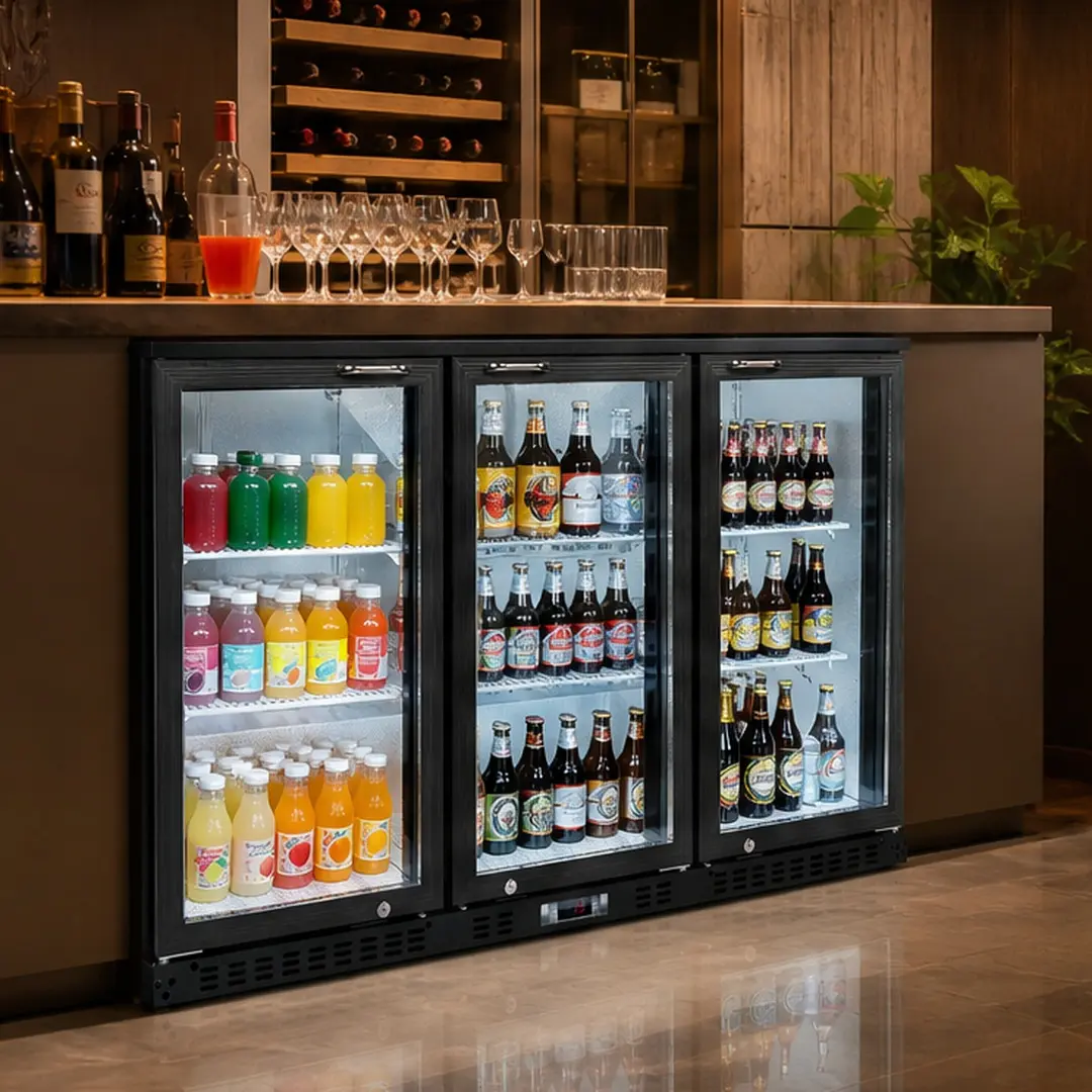 ARCH 53-Inch Black Aluminum Beverage Refrigerator - 3-Glass-Door Back Bar Fridge, 11.3 Cu.Ft Large Capacity, 480-Can Storage, 167.60 lb Indoor Cupboard for Restaurants, Bars, Watch Parties
