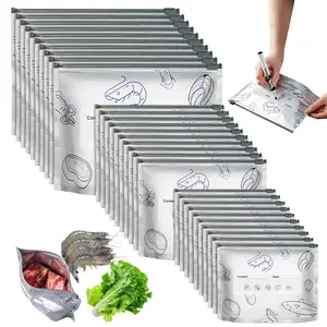 30 reusable aluminum foil sealed storage bags, 2026 new model vacuum zipper bags with labels and pullable closures for food use, aluminum foil bags for food, including beans, vegetables, rice, and meat, suitable for long-term preservation(10*S+10*M+10*L)
