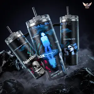 Eternal Blue Album - Spiritbox 40 oz Tumbler I Climb The Altar Lyric Graphic Design Vacuum Insulated Travel Mug with Handle 18/8 Steel Keeps Drinks Cold 12H+ Hot 6H Canadian Metal Band Merch Concert Goers Alternative Rock Fans Festival Gift