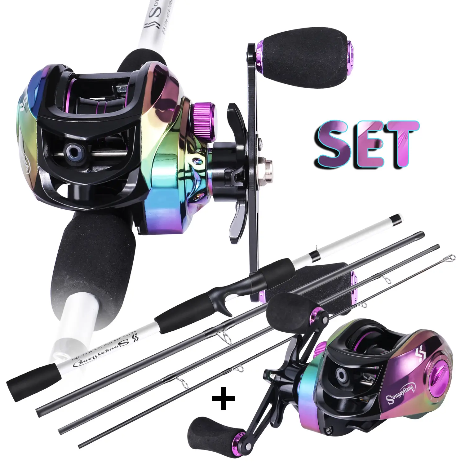 Sougayilang Crixus Baitcasting Fishing Rod and Reel Combo - IM6 Graphite Rods, EVA Handle, Fast 7.2:1 Retrieve, Ideal for Bass Angling, Topwater Frog Fishing, Fishing Rods