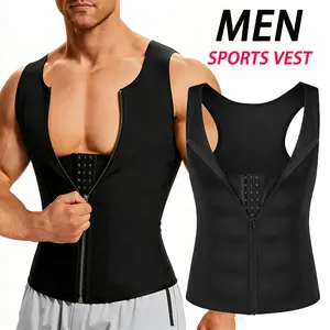 CATTIBOR Menswear Sauna Tank Top Shapewear,Men Sport Vest Men Sleeveless Front Zipper & Eyes Vest Tank Top For Running Fitness Undershirt Body Shaper,Waist Trainer Sport Shirt ,Men Sport Underwear