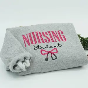 NURSING STUDENT Embroidered Crewneck, Bow Stethoscope, Nursing Sweatshirt, Embroidered Sweatshirt, Nursing School Gift Crewneck