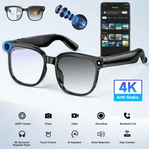 Smart Al Camera Glasses with 8MP Photochromic Lenses ,Button Touch Adjustment for Travel Outdoor Adventures Hands-Free Photography 160+Languages Real-Time Translation Bluetooth Wireless Wearable Video Recording UV Protection
