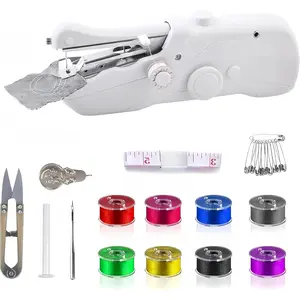 Sewing Machine, Mini Quick Sew Sewing Machine, Sewing Machines for Beginners, Easy To Use Suitable for Sewing Clothes, Fabrics, Curtains, Travel (White)