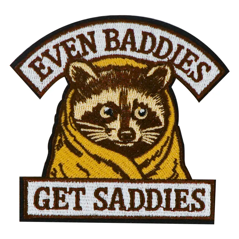 Even Baddies Get Saddies Raccoon Embroidered Patch, Embroidery Patches, Western Embroidery, Back Adhesive Iron-On, Suitable for Clothes Jackets Hats Accessories