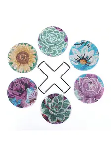 【Christmas Gift】6pcs Diy Flowers Set Professional Heat Insulation Craft Supplies For Beginners Coasters Tableware Clay Tray