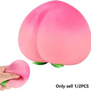 Peach Squishy Slow Rising Stress Relief Toy - Realistic Fruit Squeeze Ball for Anxiety Relief - Soft Flexible Sensory Fidget Toy - 2026 New Decompression Gift for Kids & Adults (Pink)