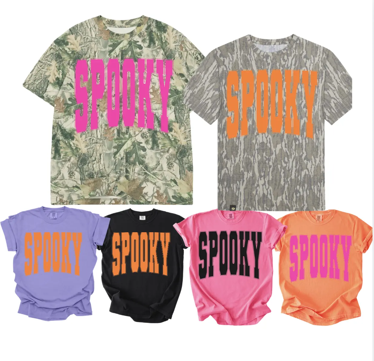 SPOOKY Halloween Cute Comfort Colors or Camo Tshirt