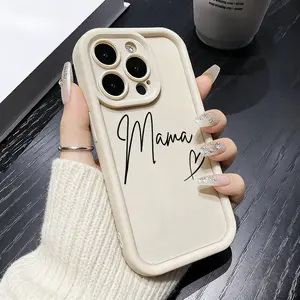 Soft Silicone Cellphone Case-Cover, MAMA E-Writing Style Durable Protective Casing with Drop & Shock Protection, Cellphone Accessories for iPhone 17 Pro Max, 16 Plus, 15, 14, 13, 12, 11