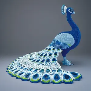 5420 Piece Peacock Building Blocks Model Animal Creative Decoration, Room Decor, Birthday Halloween Valentine's Day Gift