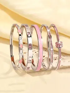 Elegant Stainless Steel Stackable Bracelets Set, Colorful Party Jewelry, Unisex, Non-Fading, Birthday & Mother's Day Gift