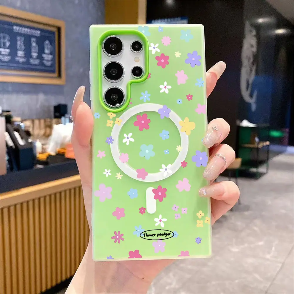 Candy color 2-in-1 flower Samsung phone case, military grade anti drop, supports Magsafe phone case, suitable for Samsung Galaxy S26 Ultra S25 Ultra S24 S23 S22 A56 A5 A36 A25 A25 A17 A16 A15 phone case-A216