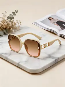 New Women's UV Protection Sunglasses, Stylish Large Face Frame, Casual All-Season Eyewear, Metal Lens Function, Plain Pattern, High Quality Sunglasses