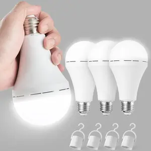 4 Pack Rechargeable Emergency Light Bulbs,Battery Operated Backup Light Bulb for Power Outage Camping Outdoor Hurricane 12W E27 8500K 1200mAh White Self-Charging LED Light Bulbs