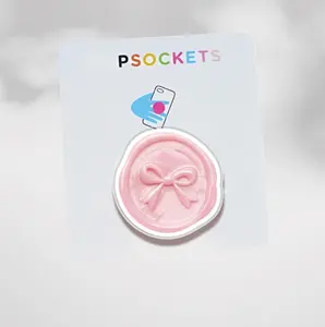 Pink Bow Magnetic Phone Grip – Cute Coquette Aesthetic Phone Holder, Gift For Her White Base
